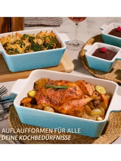 Praknu Kochgeschirr<Auflaufform aus Keramik für 2 Personen - Für Lasagne, Tiramisu &