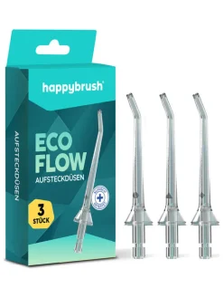 happybrush Zahn & Mundpflege<Aufsteckdüsen "ECO Flow" in Transparent