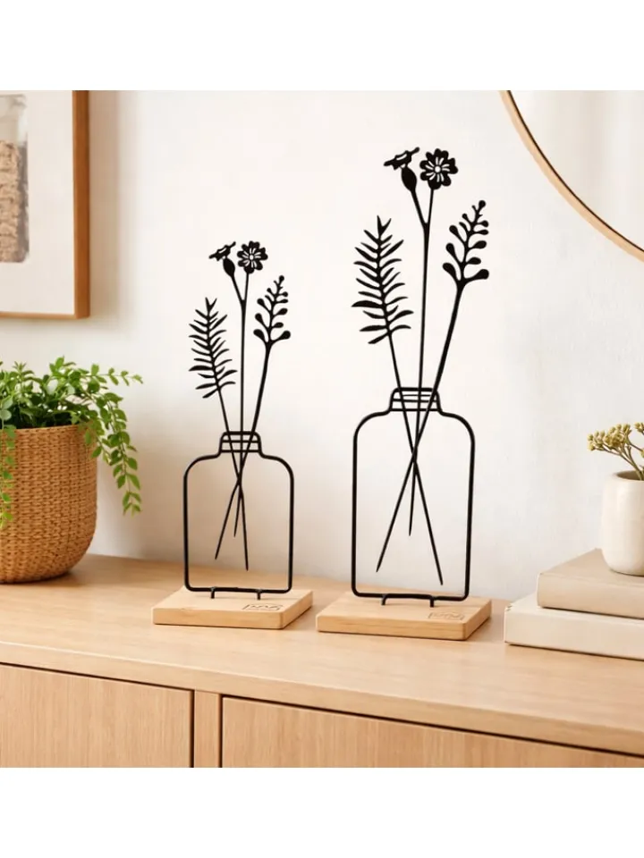 UNUS Wohndekoration<Aufsteller Blumenvase 2er Set in Schwarz