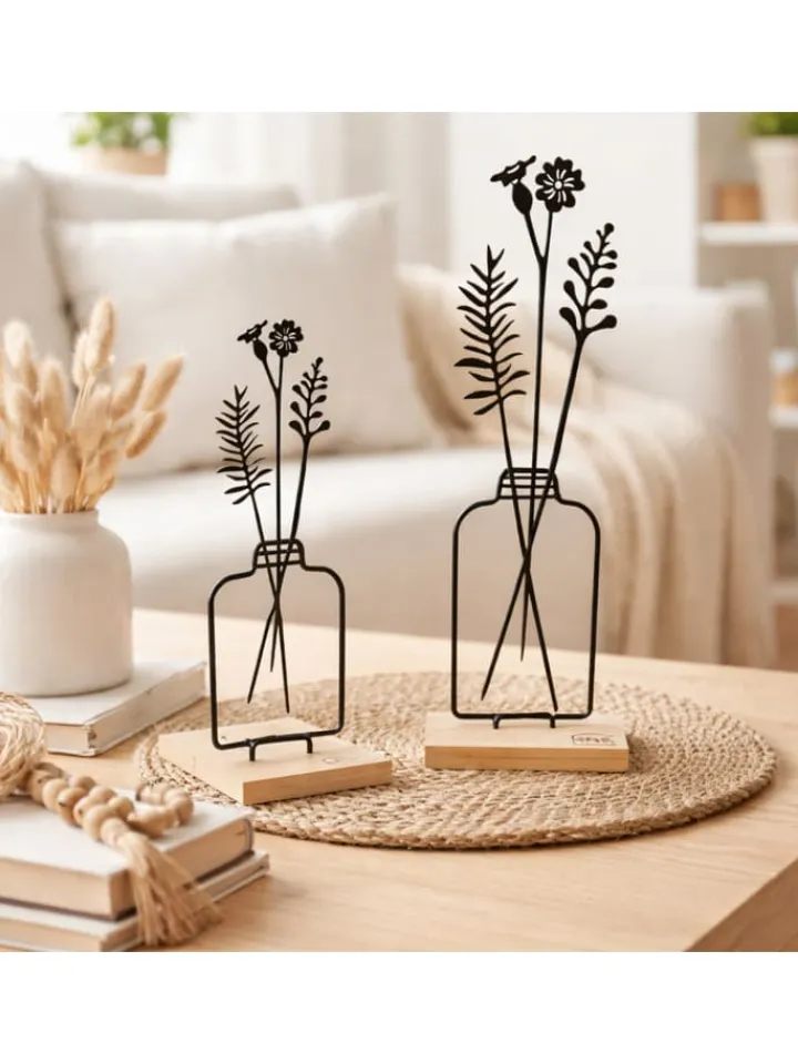 UNUS Wohndekoration<Aufsteller Blumenvase 2er Set in Schwarz