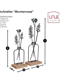 UNUS Wohndekoration<Aufsteller Blumenvase 2er Set in Schwarz