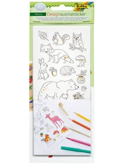 folia PAPER Kreativbedarf & Do-It-Yourself<Ausmalsticker "Nature" - 4 Karten