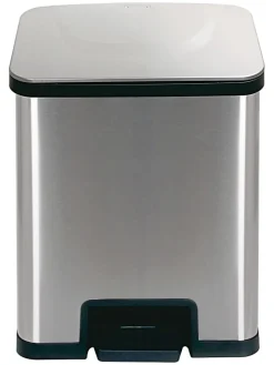 Echtwerk Mülleimer<Automatik-Tretabfalleimer "Powerstep" in Silber - 38 l
