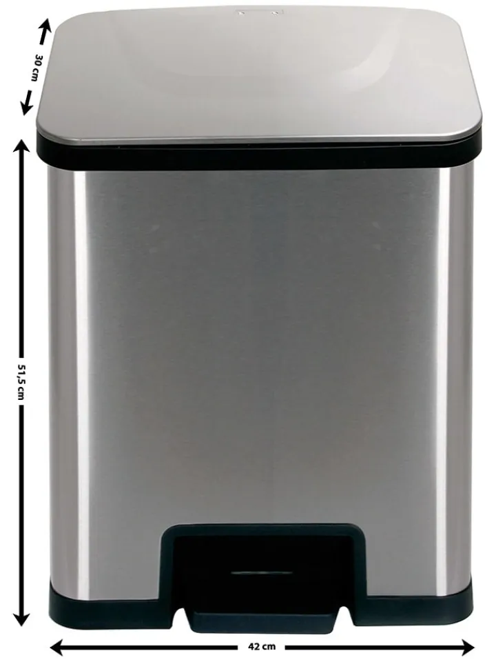 Echtwerk Mülleimer<Automatik-Tretabfalleimer "Powerstep" in Silber - 38 l