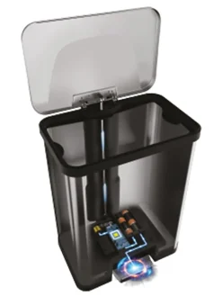 Echtwerk Mülleimer<Automatik-Tretabfalleimer "Powerstep" in Silber - 38 l