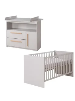 roba Möbel-Sets<Babyzimmer Set Lea 2-tlg. Holz Beige/Grau mit Bett & Kommode