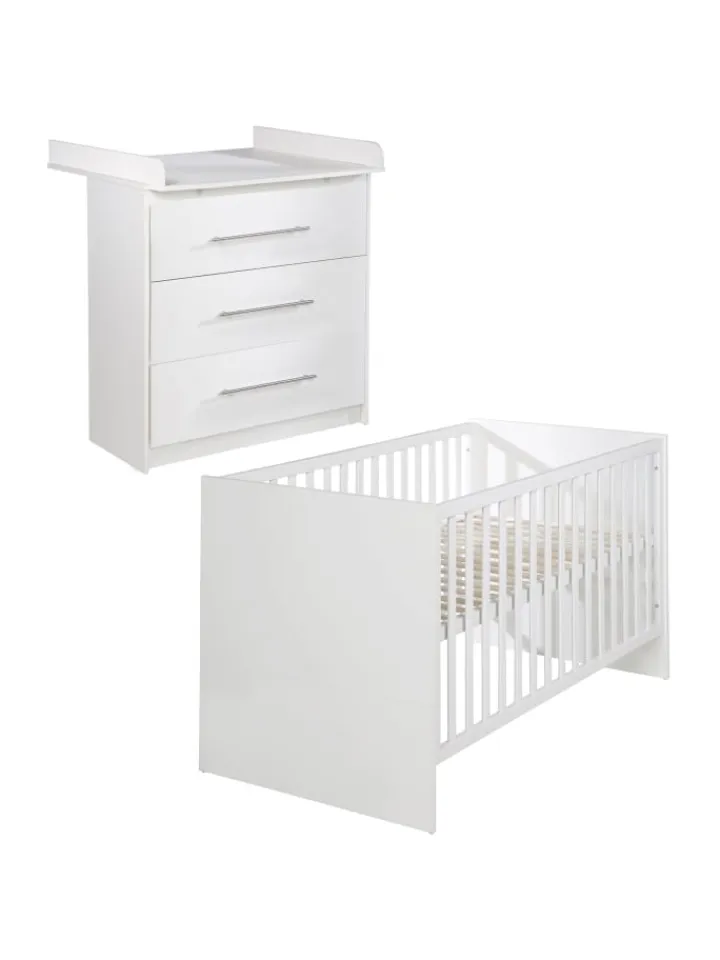 roba Möbel-Sets<Babyzimmer Set Maren Weiß mit Bett & Kommode mit 3 Schubladen