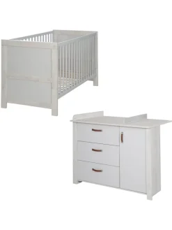 roba Möbel-Sets<Babyzimmer Set Mila Grau mit Kinderbett & Wickelkommode