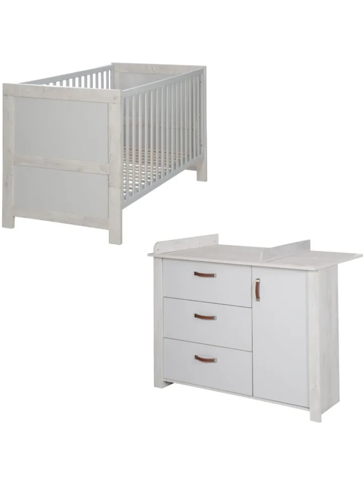 roba Möbel-Sets<Babyzimmer Set Mila Grau mit Kinderbett & Wickelkommode