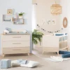 roba Möbel-Sets<Babyzimmer Set Sidney 2-tlg. Beige/Eiche mit Bett & Wickelkommode