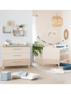 roba Möbel-Sets<Babyzimmer Set Sidney 2-tlg. Beige/Eiche mit Bett & Wickelkommode
