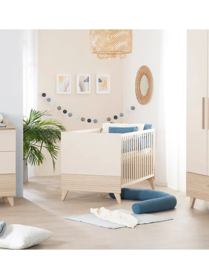 roba Möbel-Sets<Babyzimmer Set Sidney 2-tlg. Beige/Eiche mit Bett & Wickelkommode