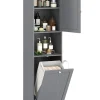 COSTWAY Badezimmermöbel<Bad Hochschrank mit Wäschekorb in Grau