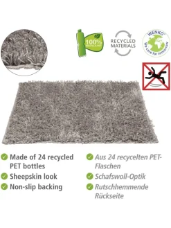 Wenko Badtextilien<Badematte ''Lanas'' in Grau - (L)90 x (B)60 cm