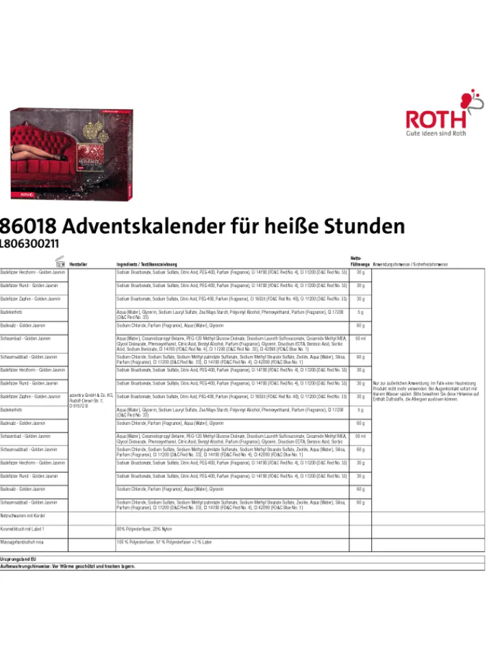 ROTH Adventskalender<Bade-Wellness Adventskalender - Heiße Stunden - mit Buch in Bunt