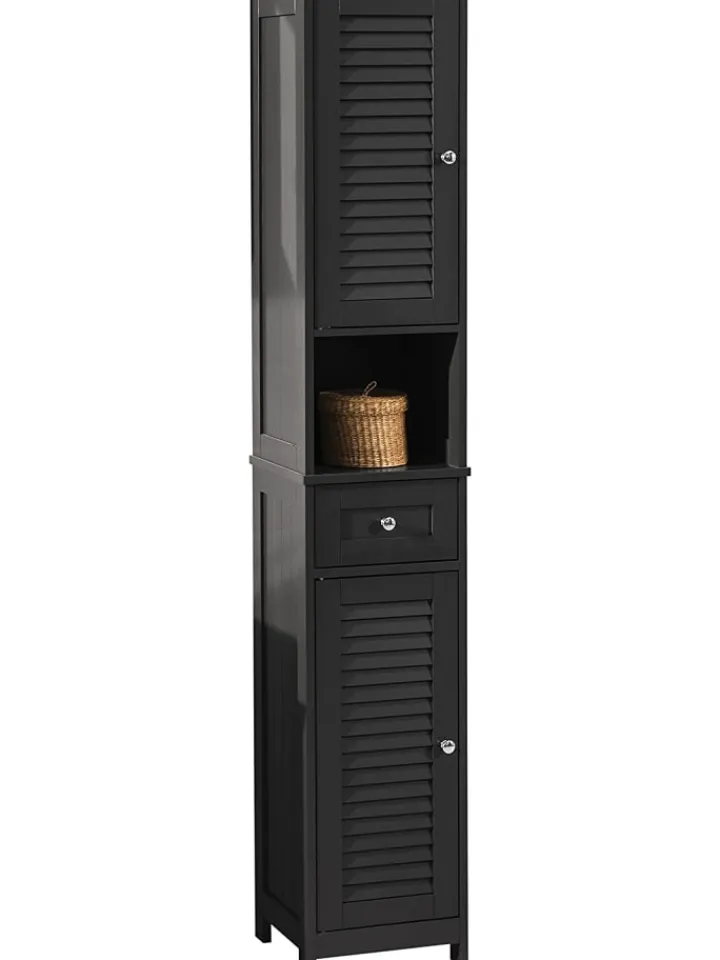 SoBuy Badmöbel<Badezimmer-Hochschrank in Drunkelgrau - (B)32 x (H)170 x (T)30cm
