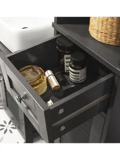 SoBuy Badmöbel<Badezimmer-Hochschrank in Drunkelgrau - (B)32 x (H)170 x (T)30cm