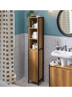 SoBuy Badezimmermöbel|Badmöbel<Badezimmer-Hochschrank in Braun - (B)30 x (H)168 x (T)28cm