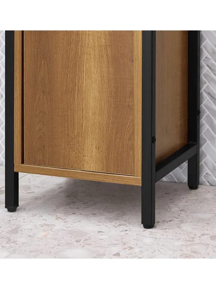 SoBuy Badezimmermöbel|Badmöbel<Badezimmer-Hochschrank in Braun - (B)30 x (H)168 x (T)28cm