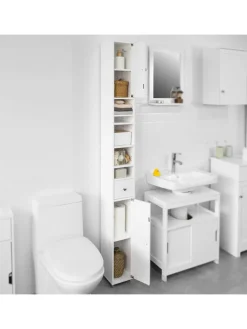 SoBuy Badmöbel<Badezimmer-Hochschrank in Weiß - (B)20 x (H)180 x (T)20cm