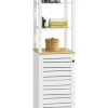 SoBuy Badezimmermöbel<Badezimmer-Hochschrank in Weiß und Natur - (B)40 x (H)160 x (T)40cm