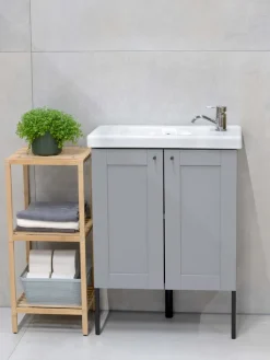 Alpina Badmöbel|Badezimmermöbel<Badezimmerregal in Hellbraun - (B)33 x (H)77,5 x (T)32 cm