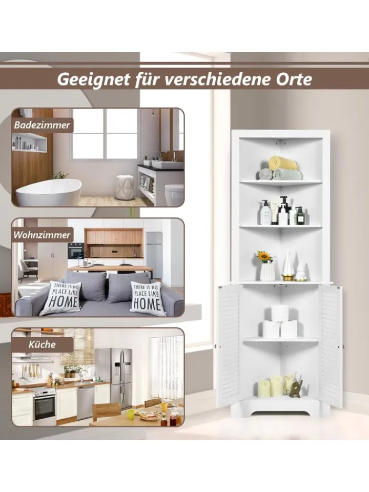 COSTWAY Badmöbel<Badezimmerschrank Ecke in Weiß
