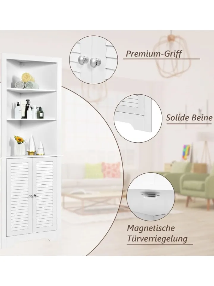 COSTWAY Badmöbel<Badezimmerschrank Ecke in Weiß