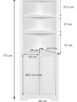 COSTWAY Badmöbel<Badezimmerschrank Ecke in Weiß