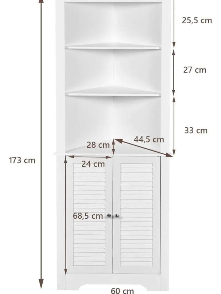 COSTWAY Badmöbel<Badezimmerschrank Ecke in Weiß