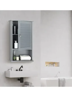 COSTWAY Badezimmermöbel<Badezimmerschrank hängend in Grau