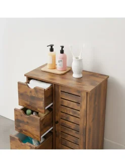 relaxdays Badmöbel<Badezimmerschrank in Braun - (B)60 x (H)80 x (T)30 cm