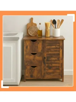 relaxdays Badmöbel<Badezimmerschrank in Braun - (B)60 x (H)80 x (T)30 cm