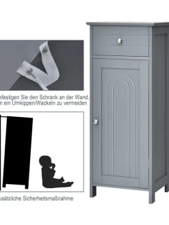 COSTWAY Badezimmermöbel<Badezimmerschrank in Grau