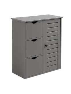relaxdays Badezimmermöbel<Badezimmerschrank in Grau - (B)60 x (H)80 x (T)30 cm