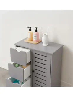 relaxdays Badezimmermöbel<Badezimmerschrank in Grau - (B)60 x (H)80 x (T)30 cm