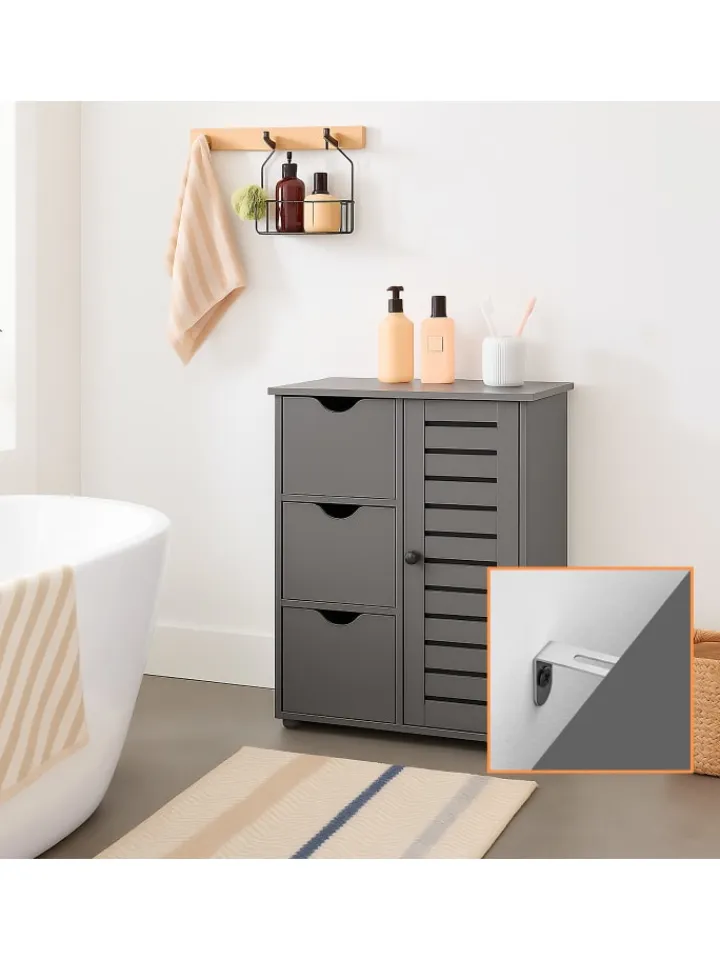 relaxdays Badezimmermöbel<Badezimmerschrank in Grau - (B)60 x (H)80 x (T)30 cm