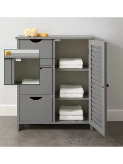 relaxdays Badezimmermöbel<Badezimmerschrank in Grau - (B)60 x (H)80 x (T)30 cm