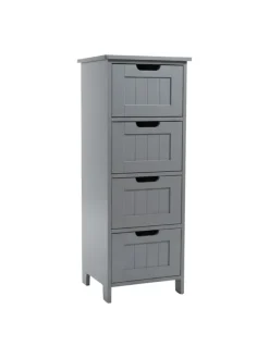 relaxdays Badmöbel|Badezimmermöbel<Badezimmerschrank in Grau - (B)30 x (H)82 x (T)30 cm