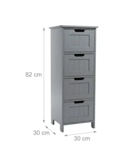 relaxdays Badmöbel|Badezimmermöbel<Badezimmerschrank in Grau - (B)30 x (H)82 x (T)30 cm