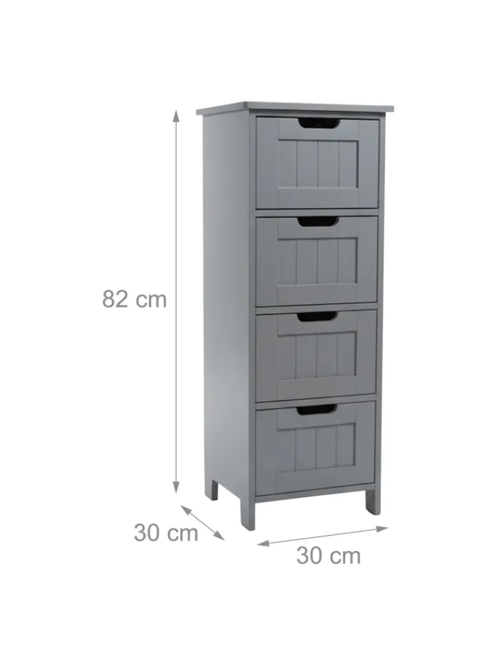 relaxdays Badmöbel|Badezimmermöbel<Badezimmerschrank in Grau - (B)30 x (H)82 x (T)30 cm