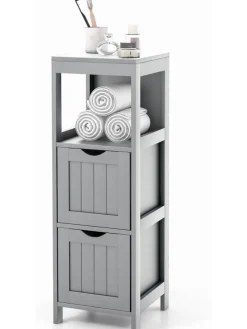 COSTWAY Badmöbel|Badezimmermöbel<Badezimmerschrank in Grau