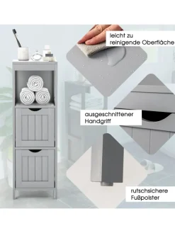 COSTWAY Badmöbel|Badezimmermöbel<Badezimmerschrank in Grau