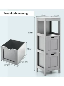 COSTWAY Badmöbel|Badezimmermöbel<Badezimmerschrank in Grau