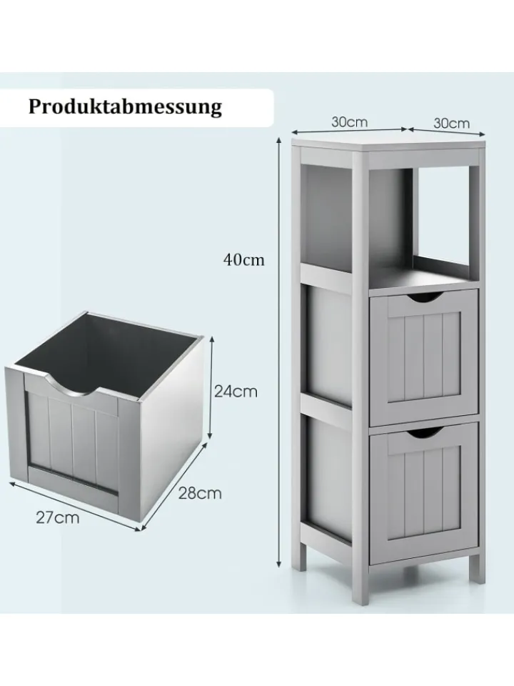 COSTWAY Badmöbel|Badezimmermöbel<Badezimmerschrank in Grau