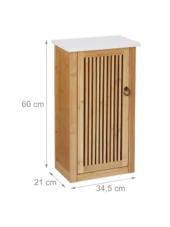 relaxdays Badmöbel<Badezimmerschrank in Natur/ Weiß - (B)34,5 x (H)60 x (T)21 cm