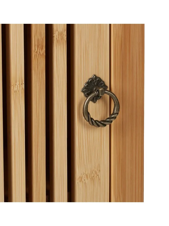 relaxdays Badmöbel<Badezimmerschrank in Natur/ Weiß - (B)34,5 x (H)60 x (T)21 cm