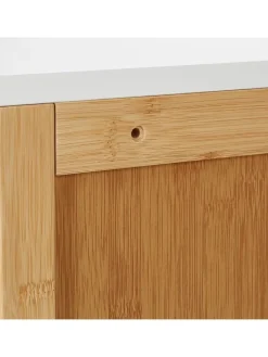 relaxdays Badmöbel<Badezimmerschrank in Natur/ Weiß - (B)34,5 x (H)60 x (T)21 cm