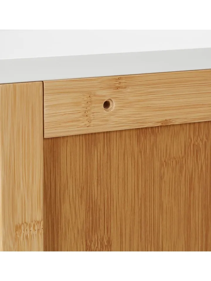 relaxdays Badmöbel<Badezimmerschrank in Natur/ Weiß - (B)34,5 x (H)60 x (T)21 cm