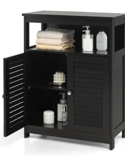 COSTWAY Badezimmermöbel<Badezimmerschrank in Schwarz